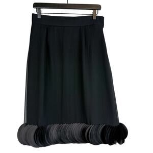 Worth Luxury 100% Silk Circle Hem Straight Knee Length Skirt Black - Size 8